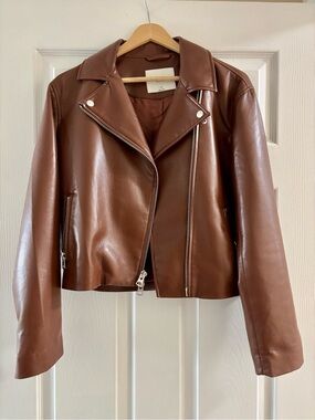 ✨EUC✨Aritzia Wilfred Vegan Leather Jacket in Cognac